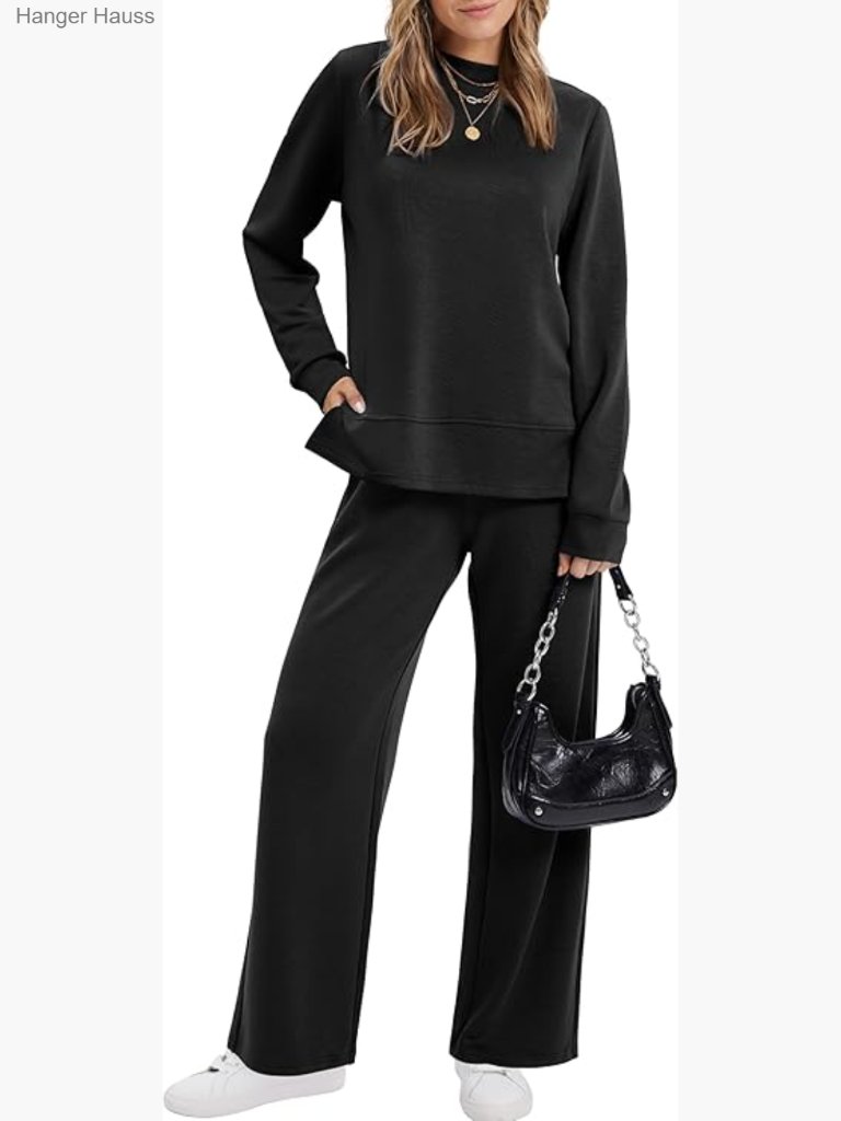 2 Piece Lounge Set Mock Neck Tracksuit Wide Leg Sweatsuit S-3xl